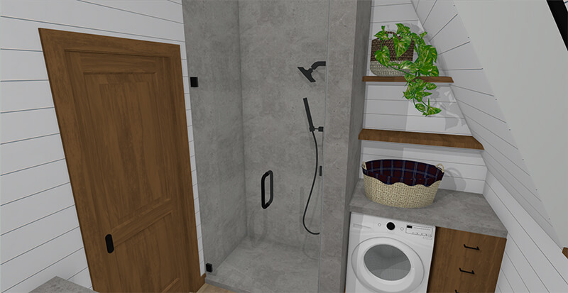 Interior photo of the bathroom shower